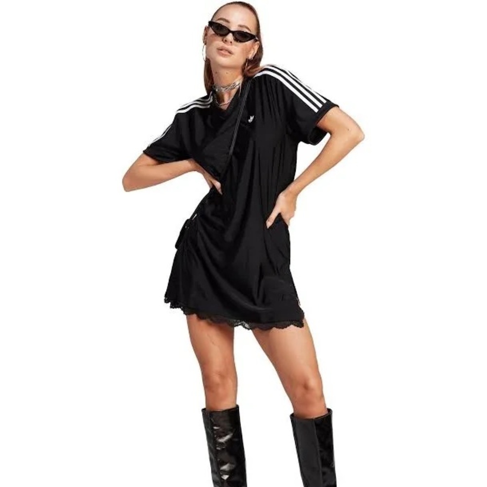 Adidas Originals Women's Lace Trim T-Shirt Dress